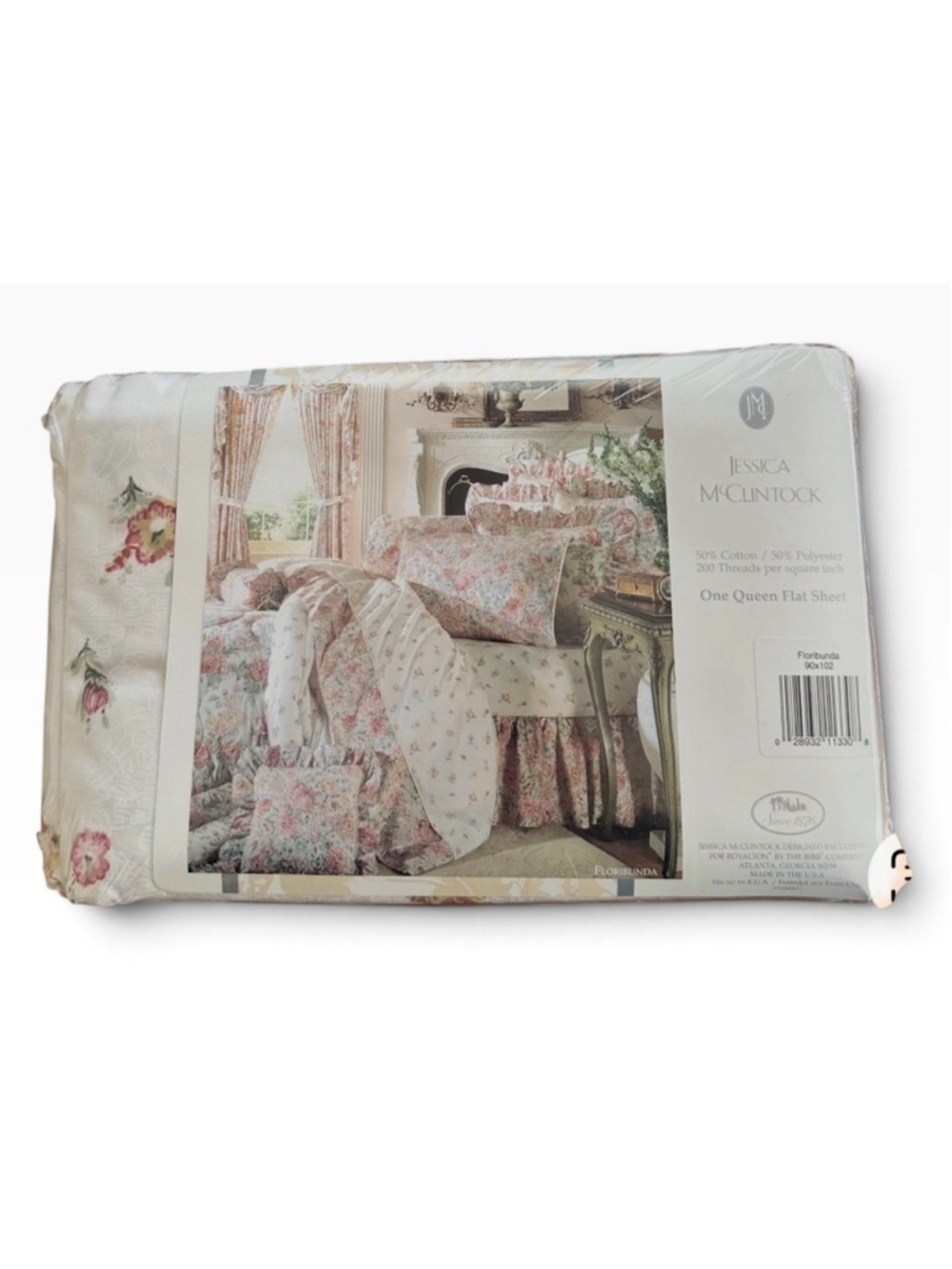 Jessica McClintock One Flat Queen Sheet NEW Old Stock Piece Floribunda Roses